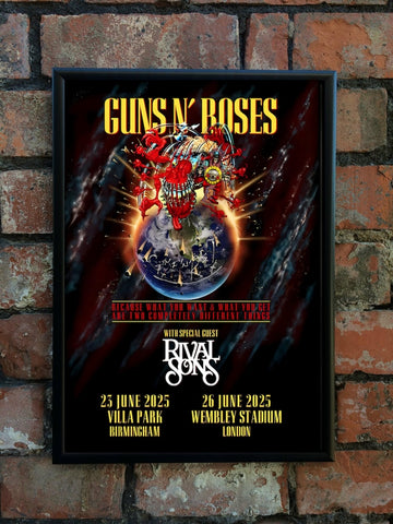 Guns N' Roses 2025 'Because What You Want And What You Get.....' UK Tour Poster