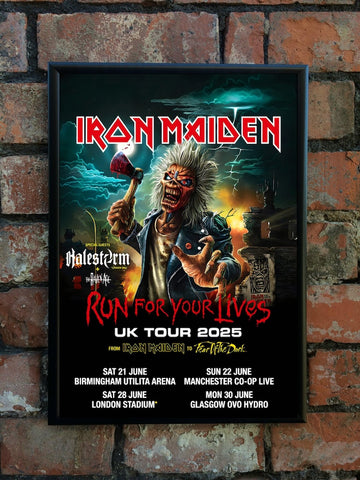 Iron Maiden 2025 'Run For Your Lives' UK Tour Poster